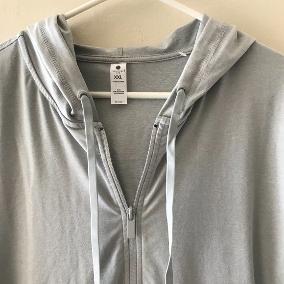 Yogalicious Lux Heather Gray Zip Front Drawstring  Long-sleeve Hoodie Sz XXL - Picture 5 of 16